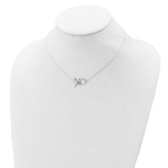 Sterling Silver Polished  XO With 2in. Ext. Necklace