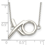Sterling Silver Polished  XO With 2in. Ext. Necklace