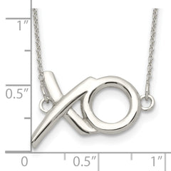 Sterling Silver Polished  XO With 2in. Ext. Necklace