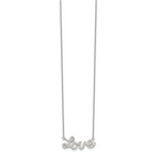 Sterling Silver Rhodium-plated Polished CZ LOVE 18in Necklace