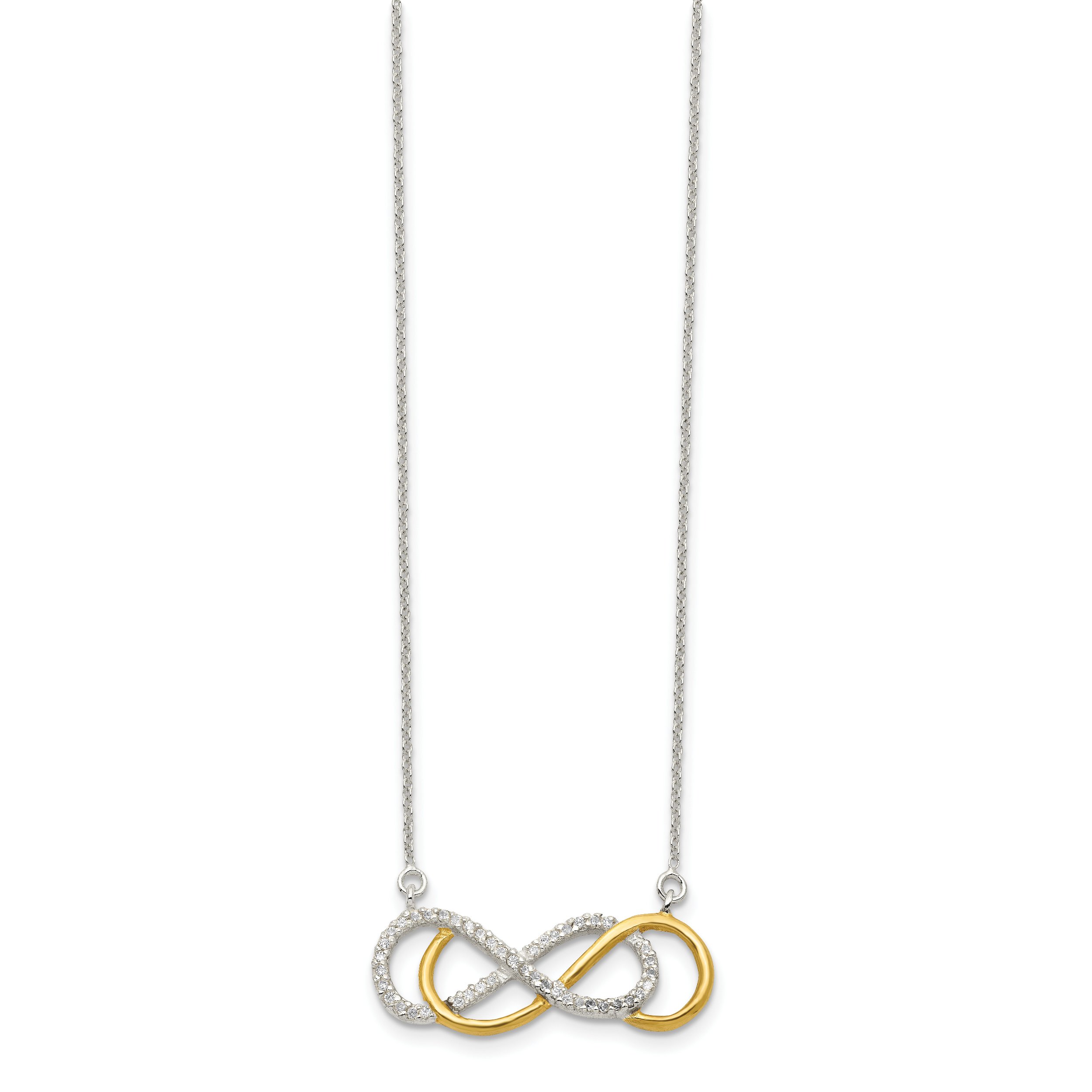 Sterling Silver Flash Gold-plated CZ Infinity Necklace Secondary image
