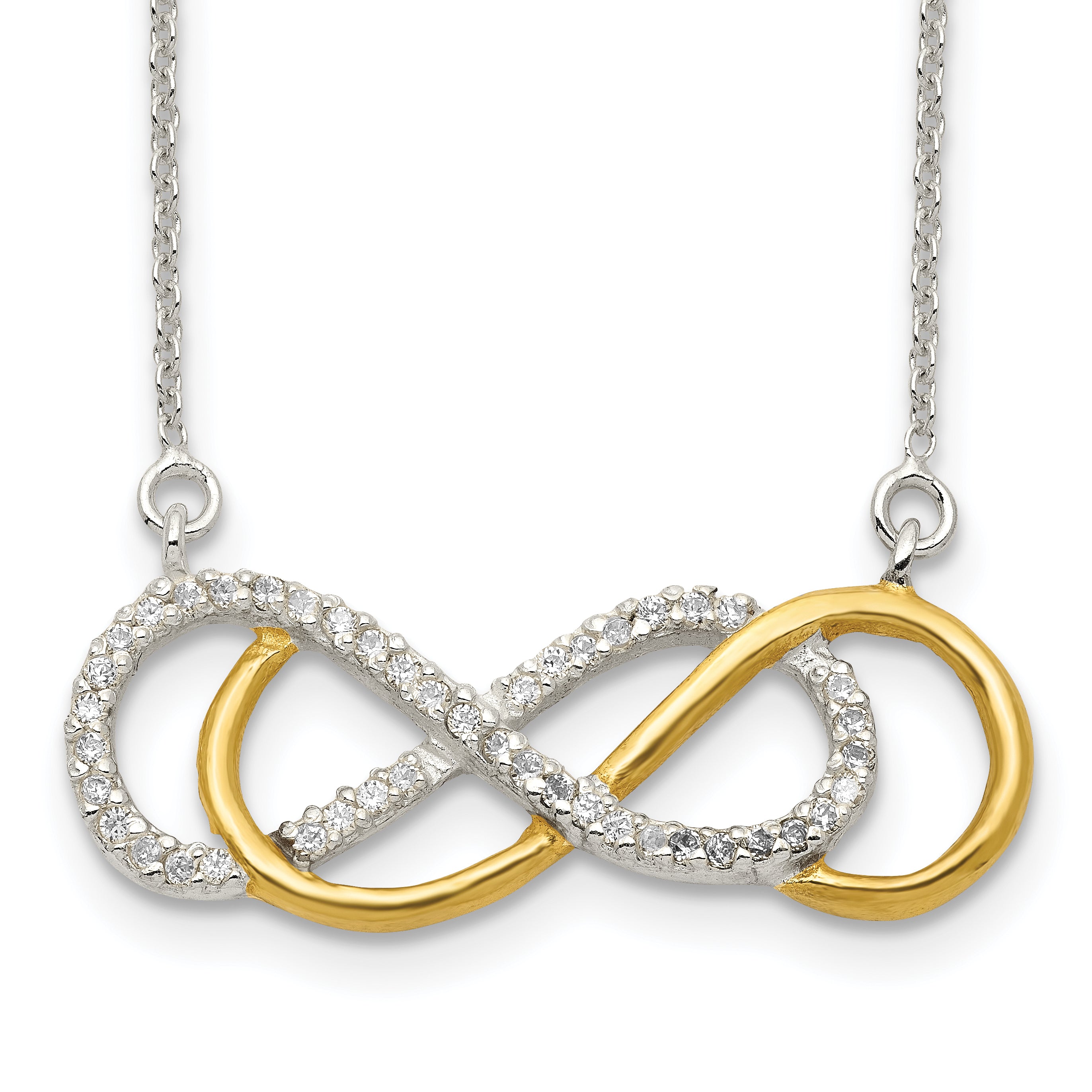 Sterling Silver Flash Gold-plated CZ Infinity Necklace Main image