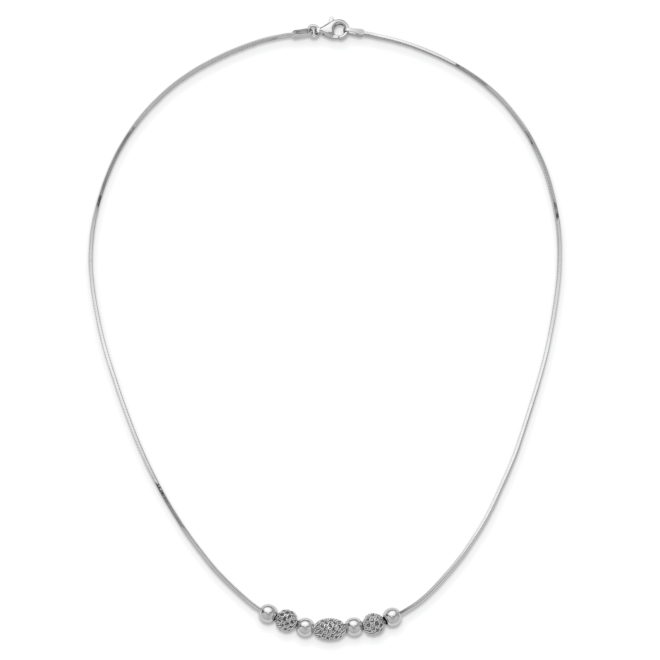 Sterling Silver Rhodium-plated Polished Filigree Bead Necklace