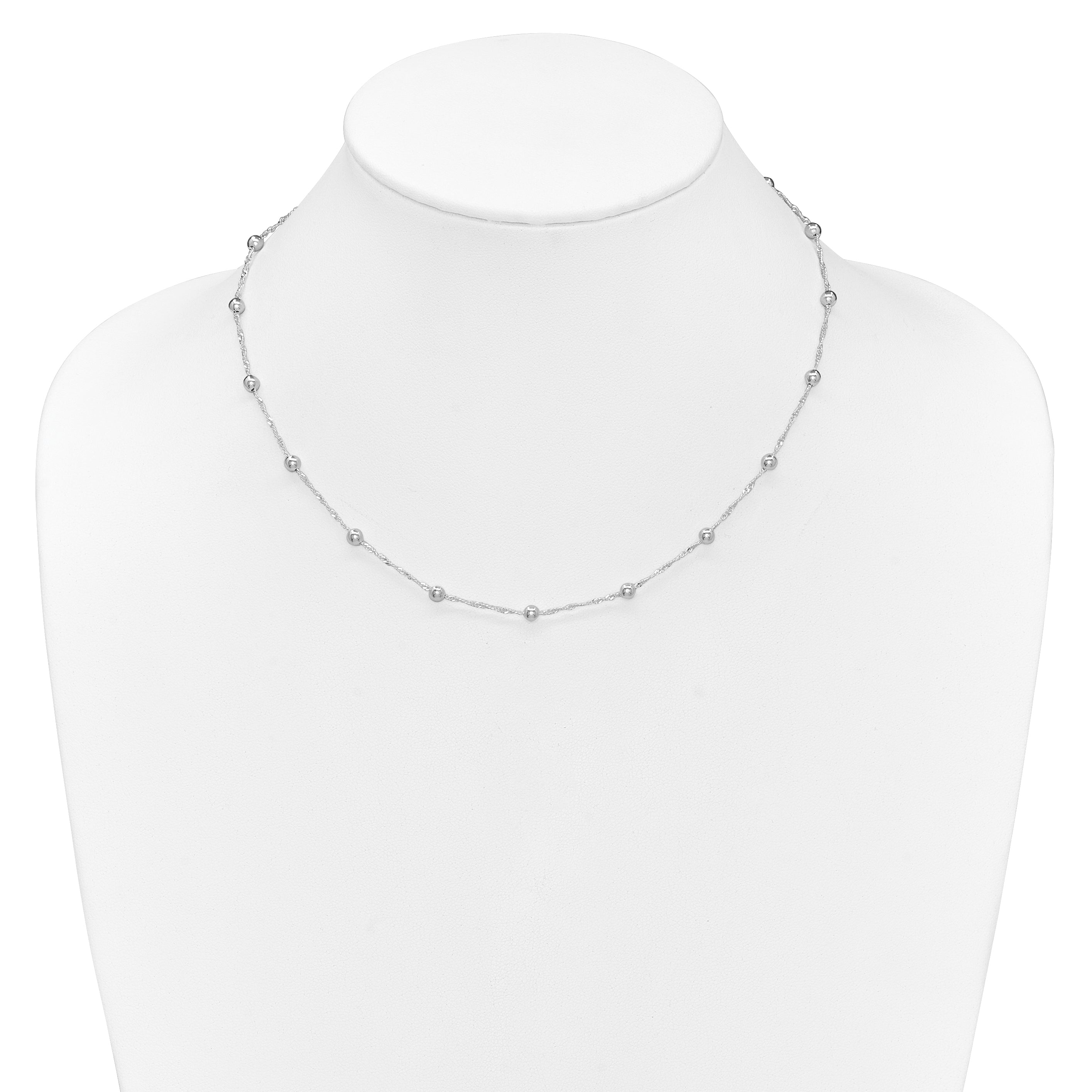 Sterling Silver Polished Beaded 18in Necklace