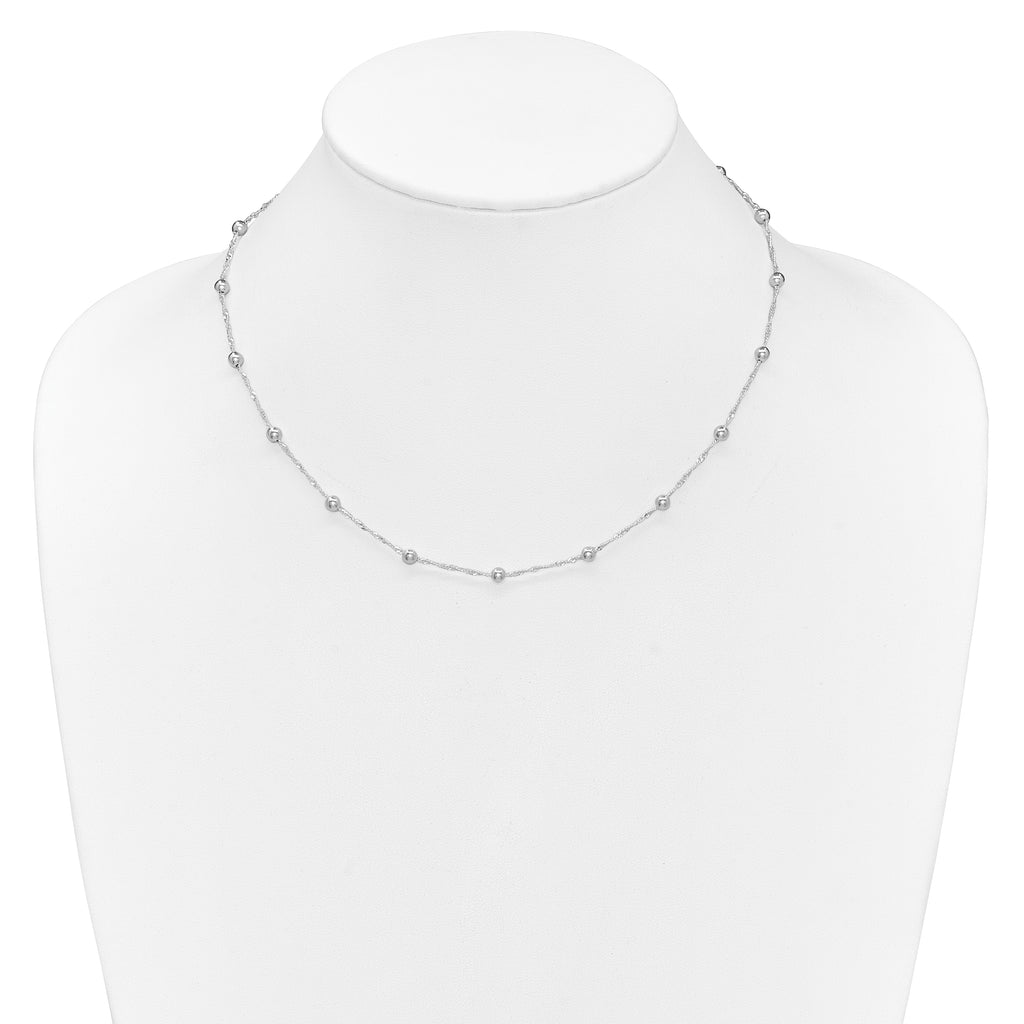 Sterling Silver Polished Beaded 18in Necklace