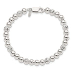 Beaded Bracelet in Sterling Silver, Diamond-Cut, 7.5 Inch - Sophia Jewelers