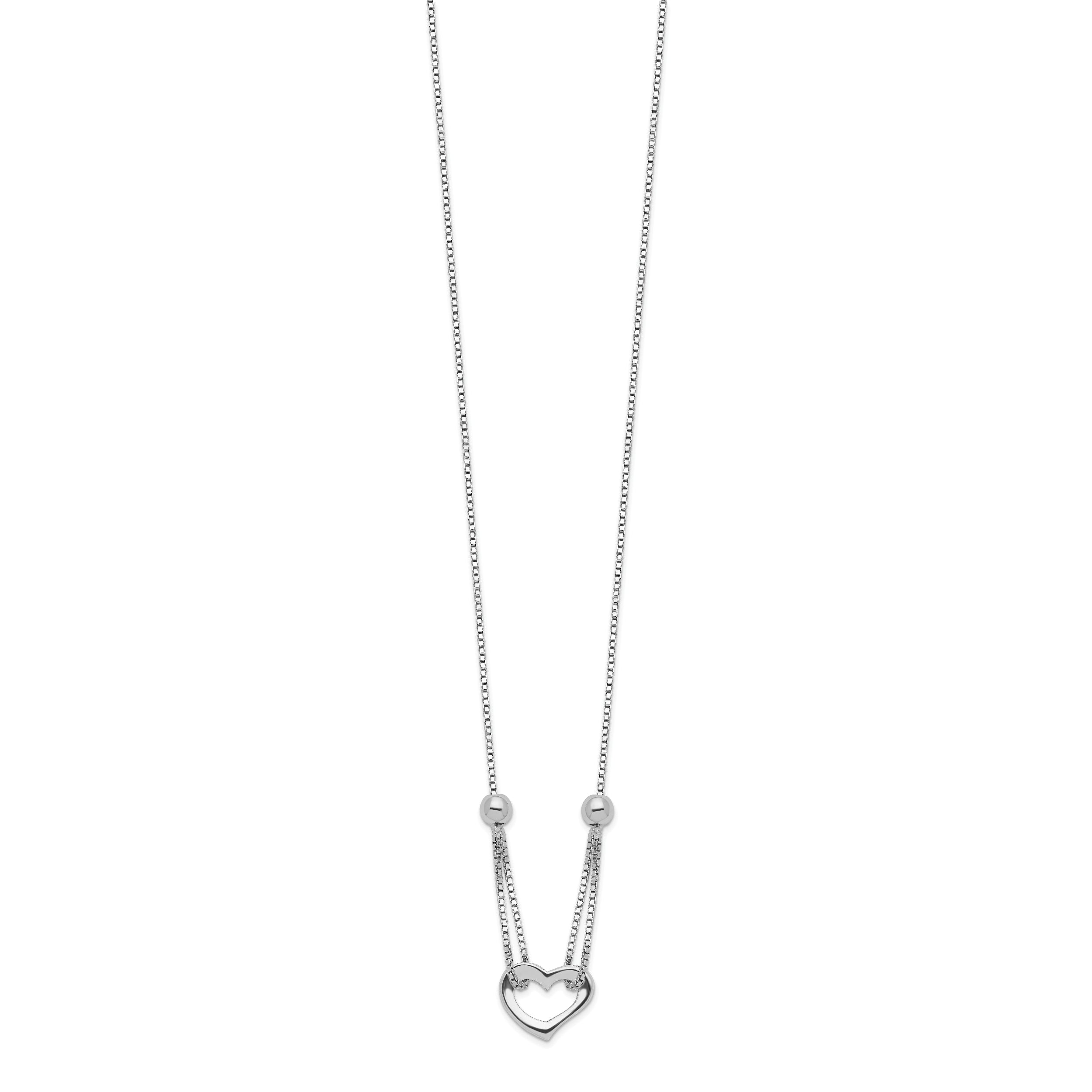 Sterling Silver Rhodium-plated Heart With Box Chain Necklace