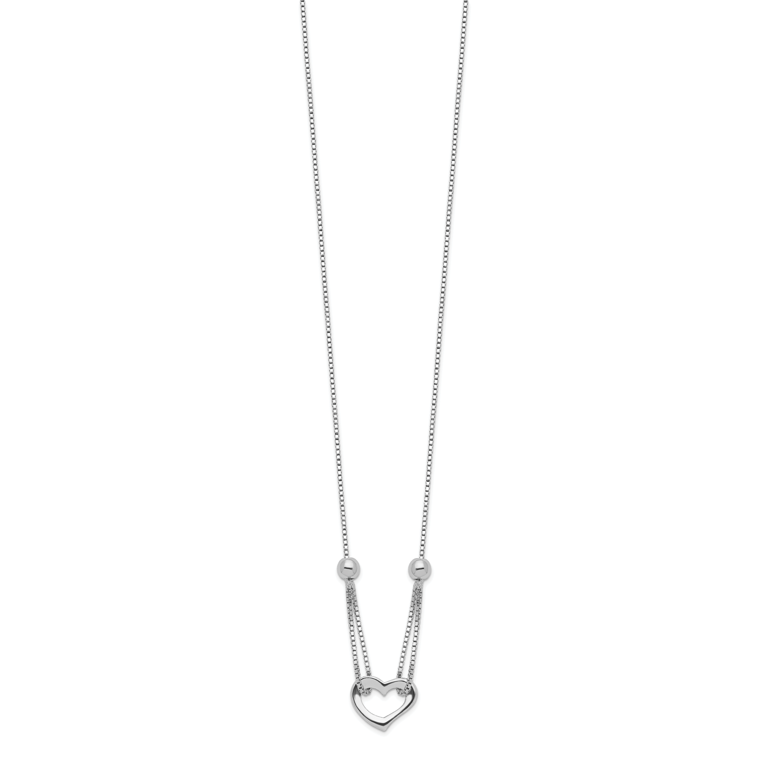 Sterling Silver Rhodium-plated Heart With Box Chain Necklace Secondary image