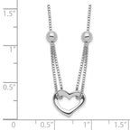 Sterling Silver Rhodium-plated Heart With Box Chain Necklace