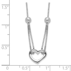 Sterling Silver Rhodium-plated Heart With Box Chain Necklace