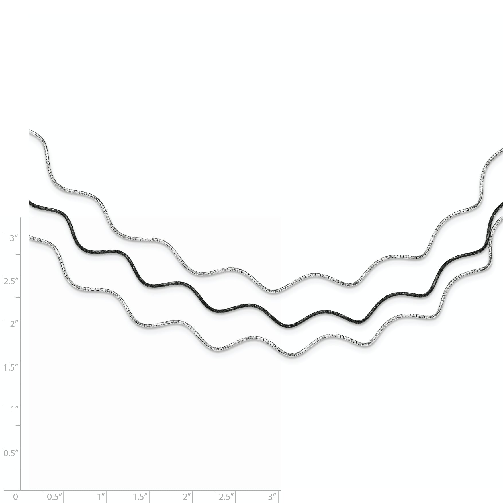 Sterling Silver Ruthenium-plated With 1.5in. Ext Wavy Wire Necklace