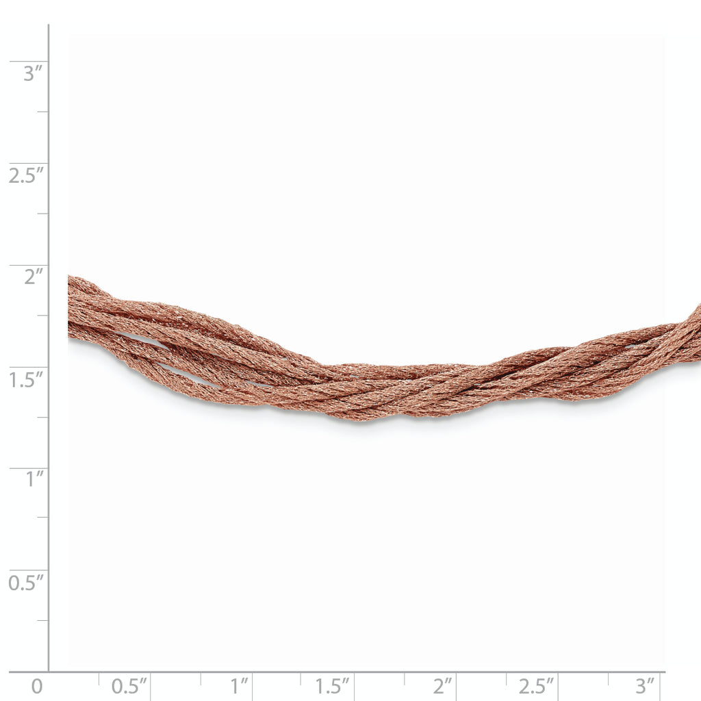 Sterling Silver Rose-tone Wire Mesh With 2IN Ext Necklace