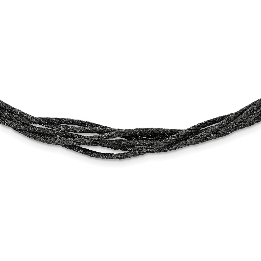 Sterling Silver Black Rhodium Wire Mesh With 2IN Ext Necklace
