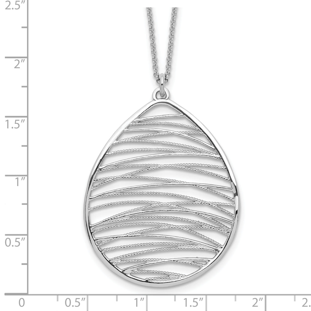 Sterling Silver Rhodium-plated Polished With  1.75in Ext. Necklace