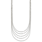 Sterling Silver 5 Strand Fancy Flat Link Necklace