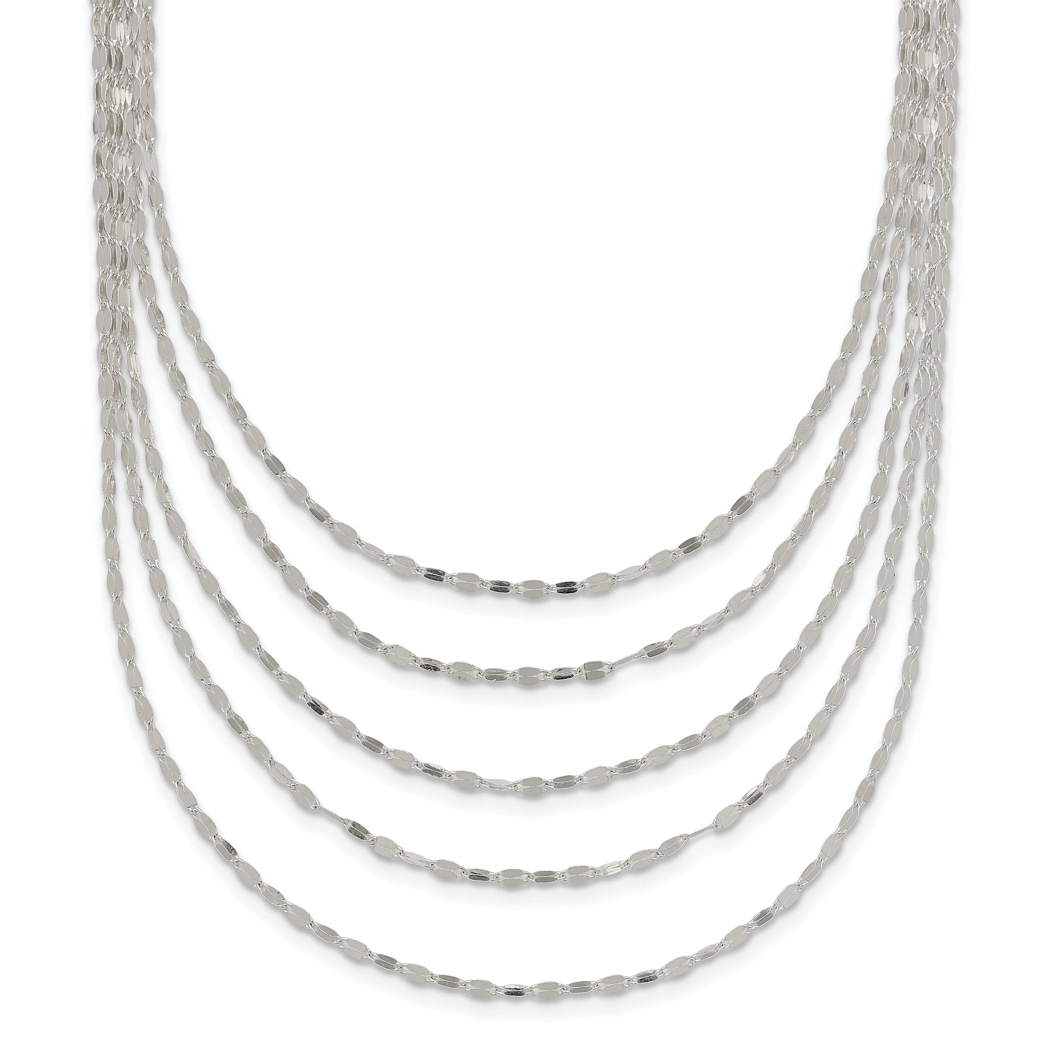 Sterling Silver 5 Strand Fancy Flat Link Necklace Main image