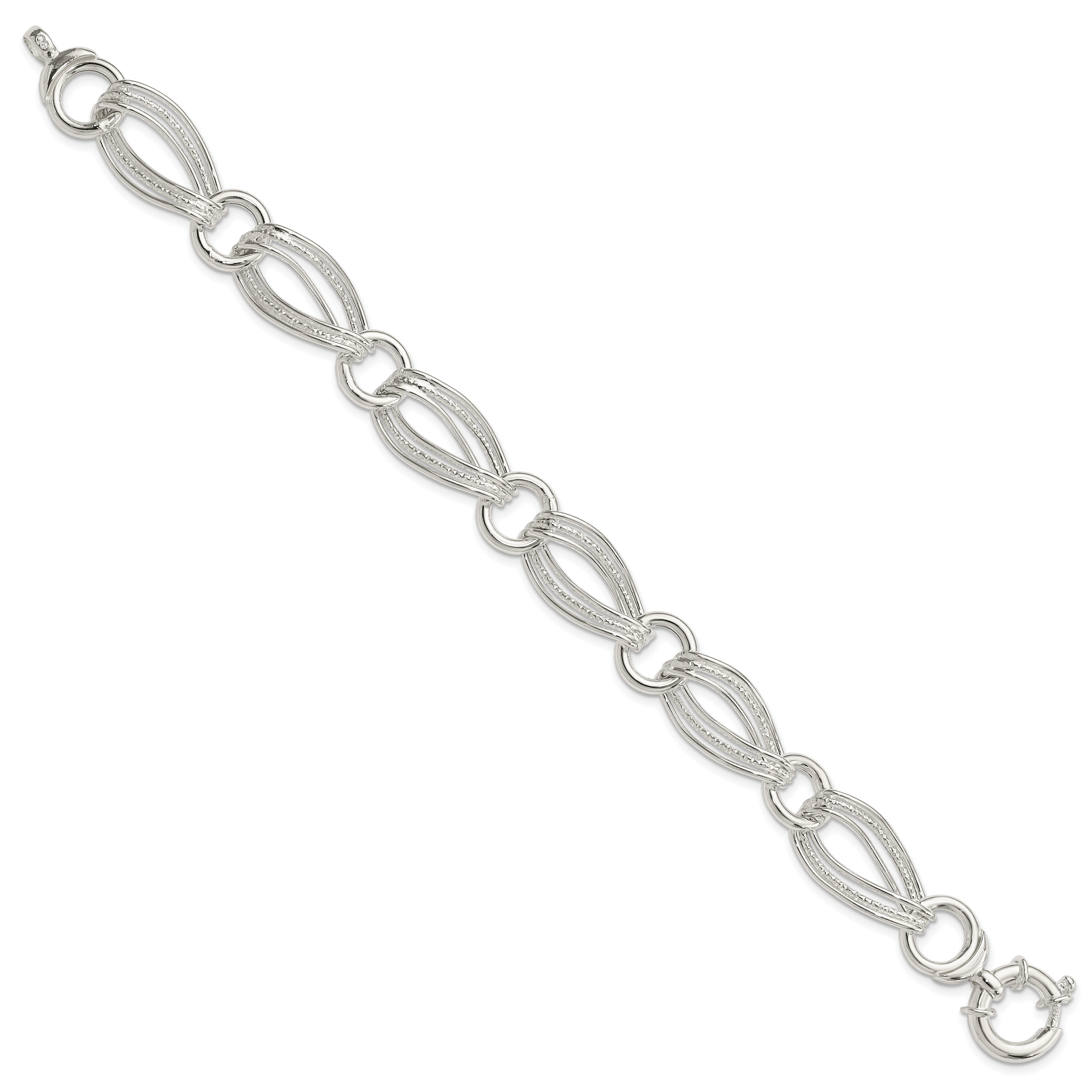 Sterling Silver Polished And Textured Link Bracelet Secondary image