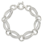 Sterling Silver Polished And Textured Link Bracelet