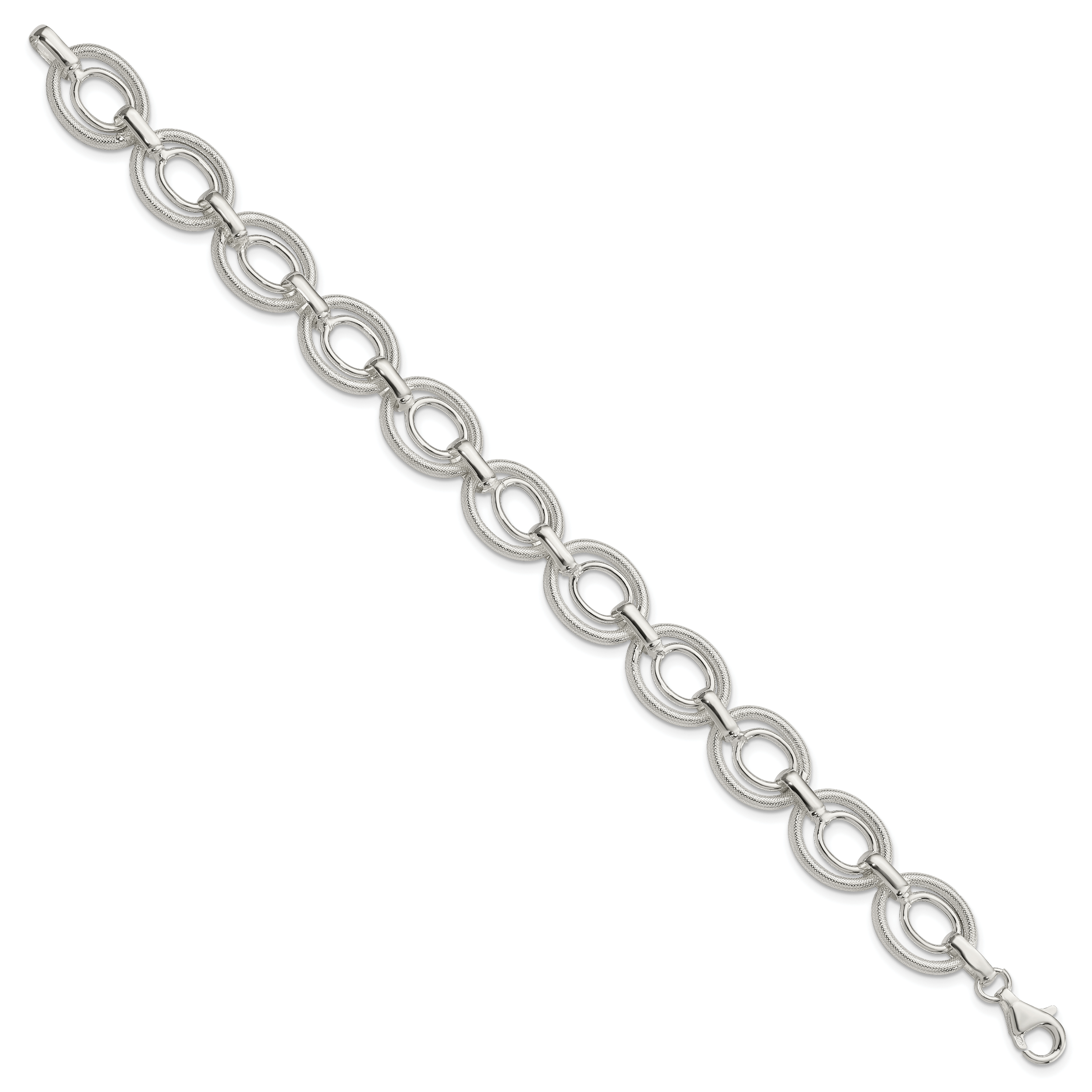 Sterling Silver Polished And Textured Link Bracelet Secondary image