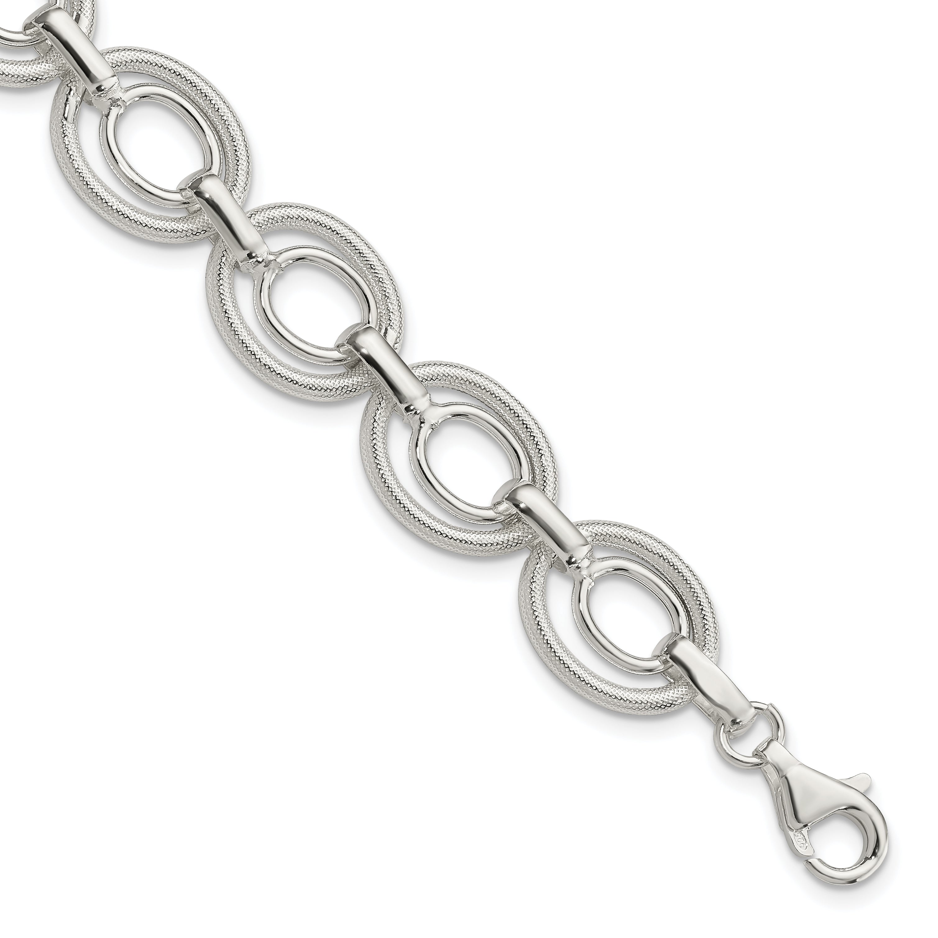 Sterling Silver Polished And Textured Link Bracelet Main image