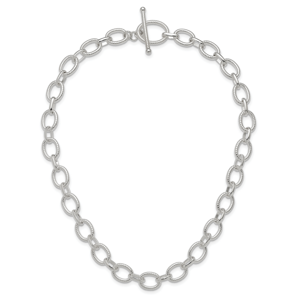 Sterling Silver Polished Fancy Link Necklace