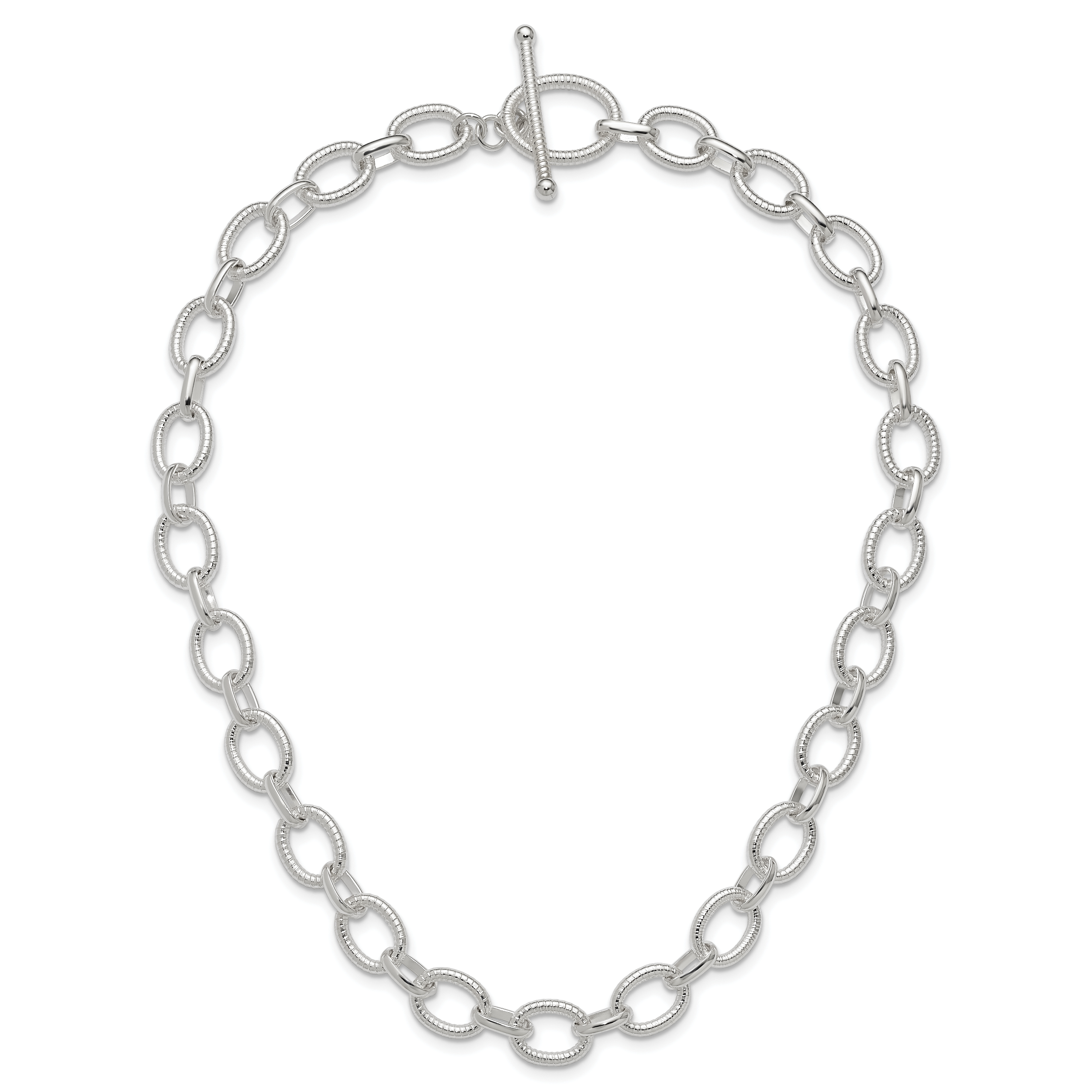 Sterling Silver Polished Fancy Link Necklace