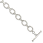 Fancy Link Chain in Sterling Silver, Textured, 7.5 Inch - Sophia Jewelers