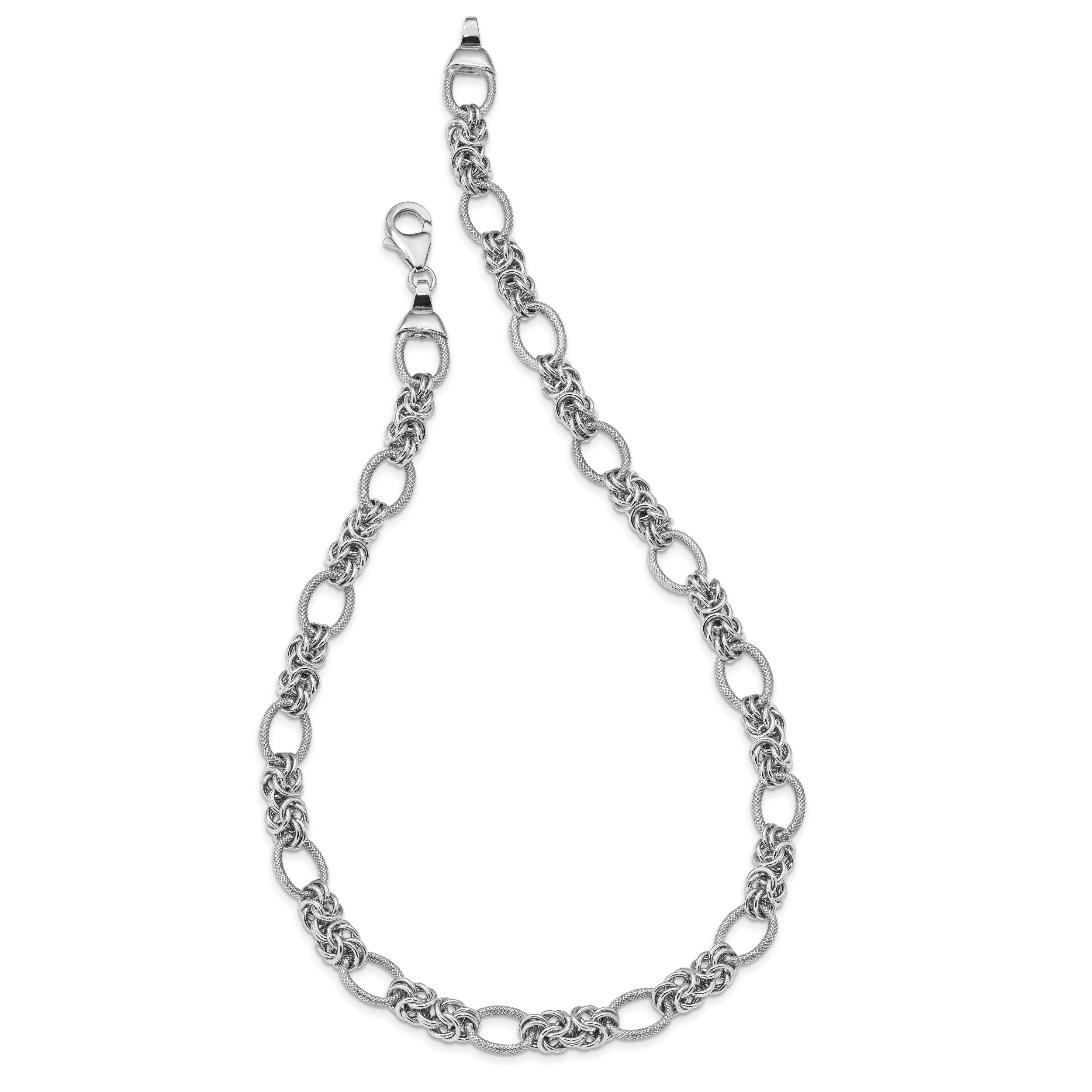 Sterling Silver Rhodium-plated Polished and Textured Necklace Secondary image