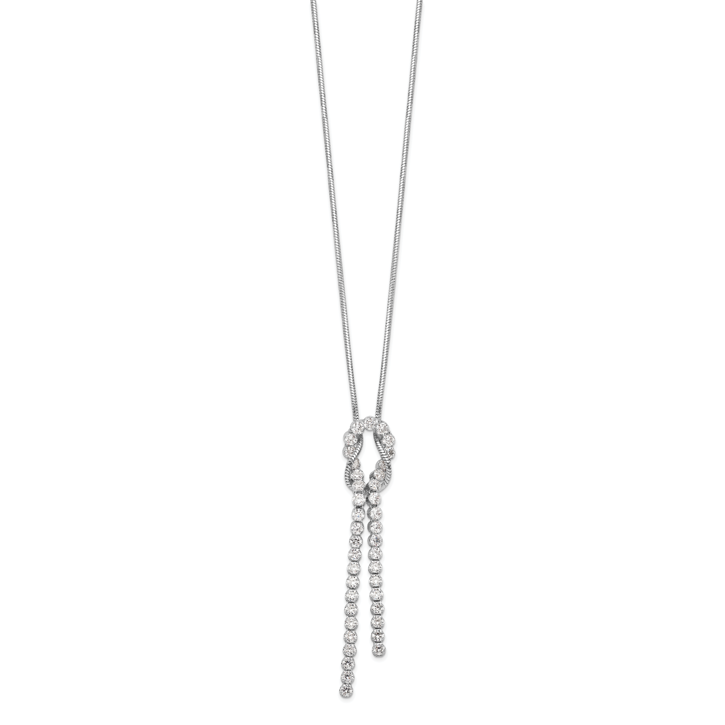 Sterling Silver Rhodium-plated CZ Knotted Snake Chain Necklace Secondary image