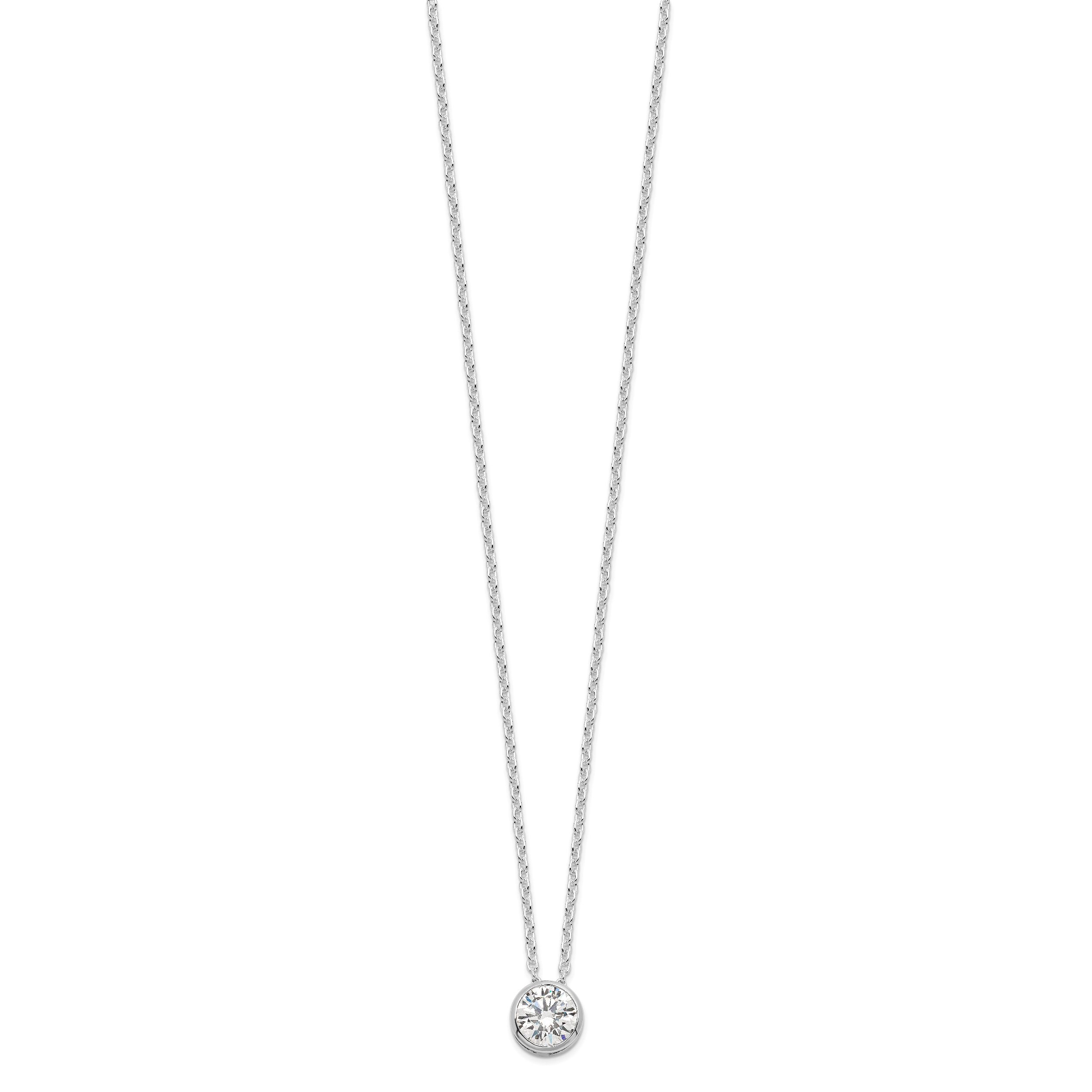Sterling Silver Rhodium-plated 8mm Bezel CZ Necklace