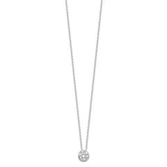 Sterling Silver Rhodium-plated 8mm Bezel CZ Necklace