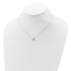 Sterling Silver Rhodium-plated 8mm Bezel CZ Necklace