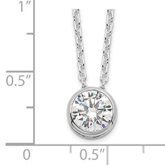 Sterling Silver Rhodium-plated 8mm Bezel CZ Necklace