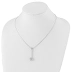 Sterling Silver Rhodium-plated Polished CZ Dangle Necklace