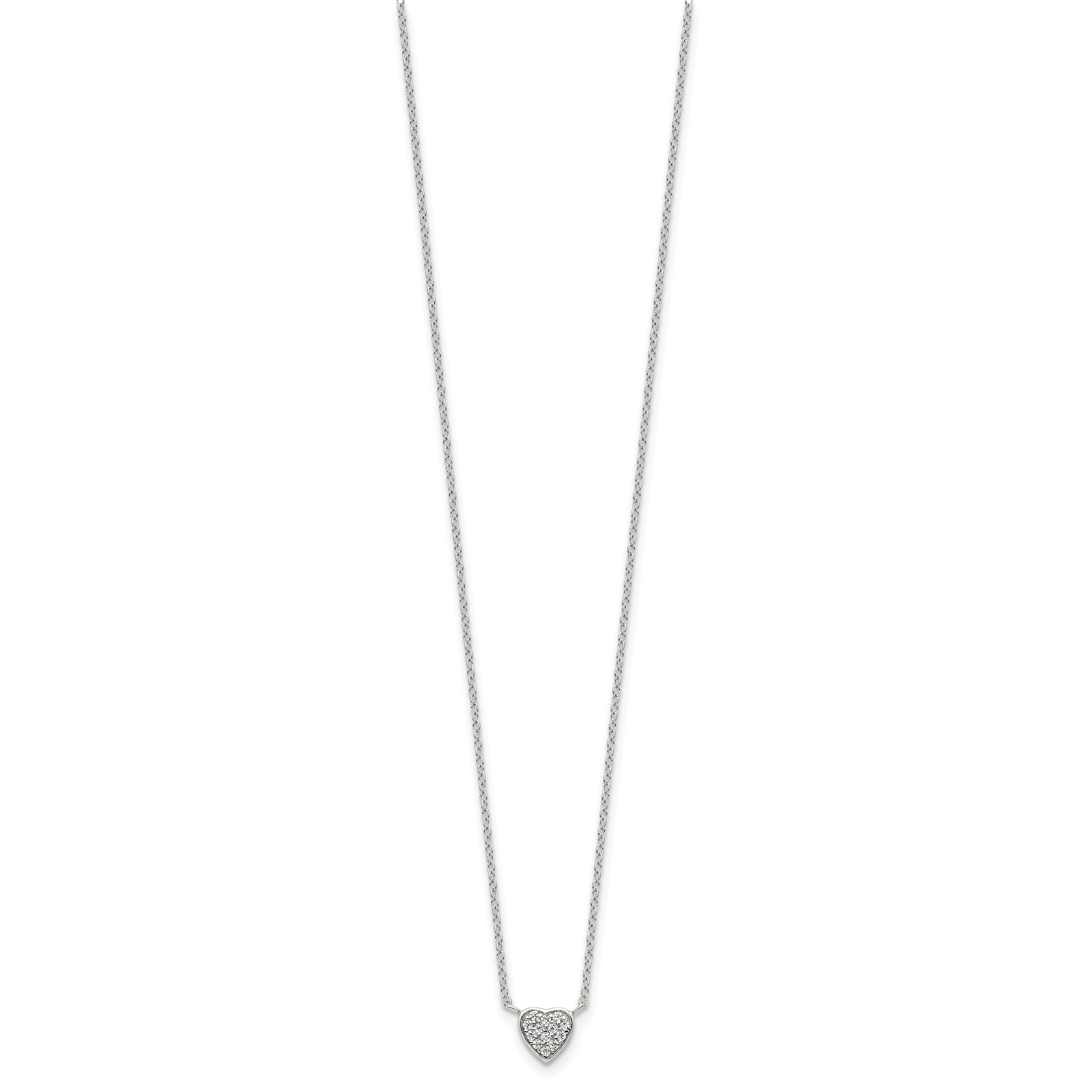 Sterling Silver Rhodium-plated Polished CZ Heart 16 inch Necklace Secondary image