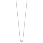 Sterling Silver Rhodium-plated Polished CZ Butterfly 16 Inch Necklace with 2 Inch extension