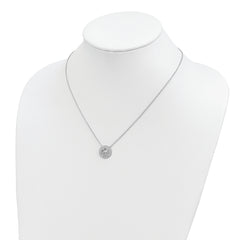 Sterling Silver 18in Rhodium-plated Polished CZ Cross Necklace