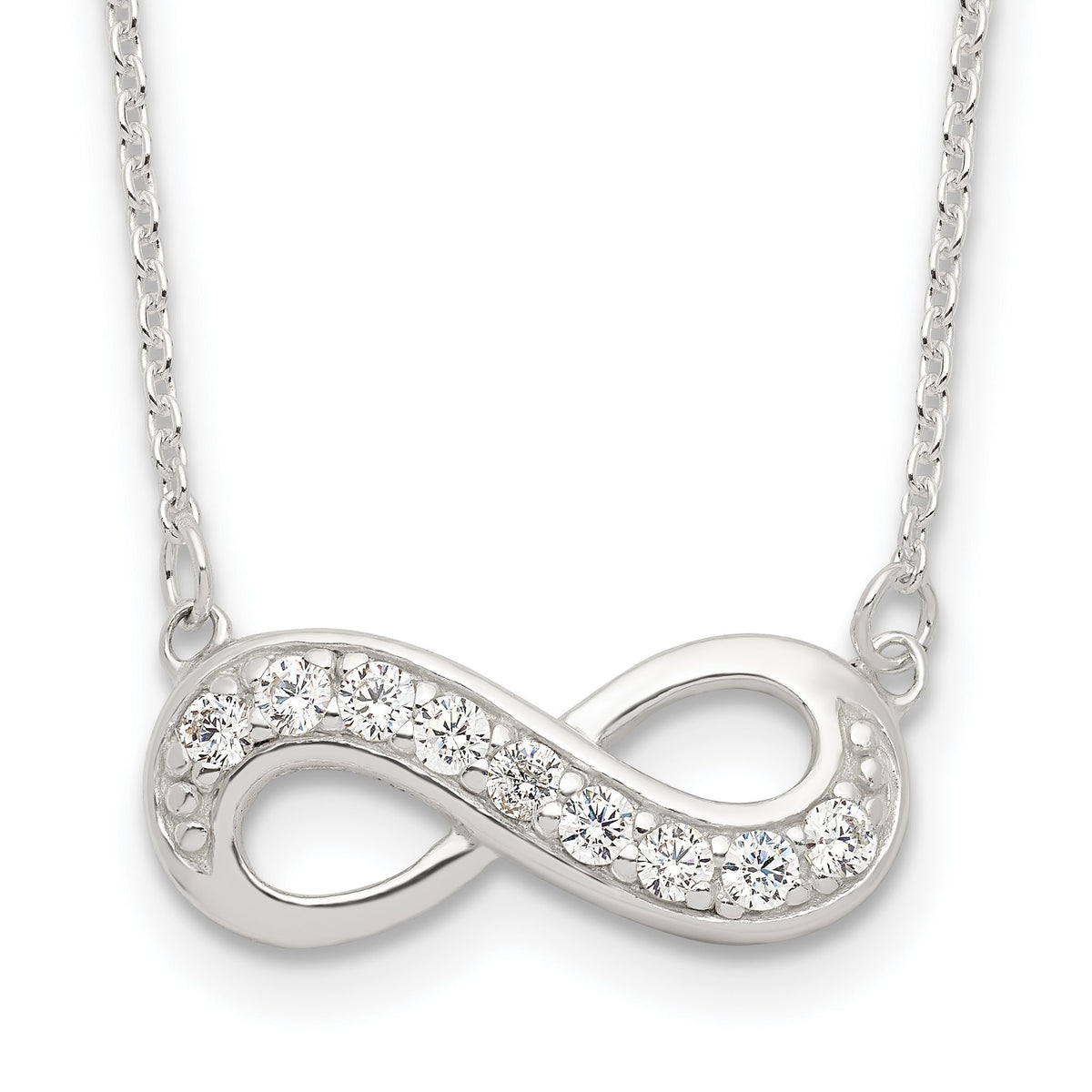 Cubic Zirconia Infinity Necklace in Sterling Silver, 16.5 Inch - Sophia Jewelers Main image