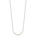 Sterling Silver Polished & Beaded 3-4mm Semi-round Freshwater Cultured Pearl Curved Children's Necklace