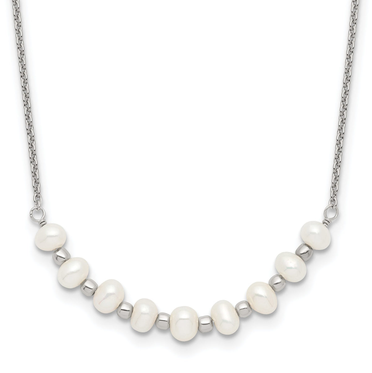 Freshwater Pearl Curved Necklace in Sterling Silver, 16.5 Inch - Sophia Jewelers Main image