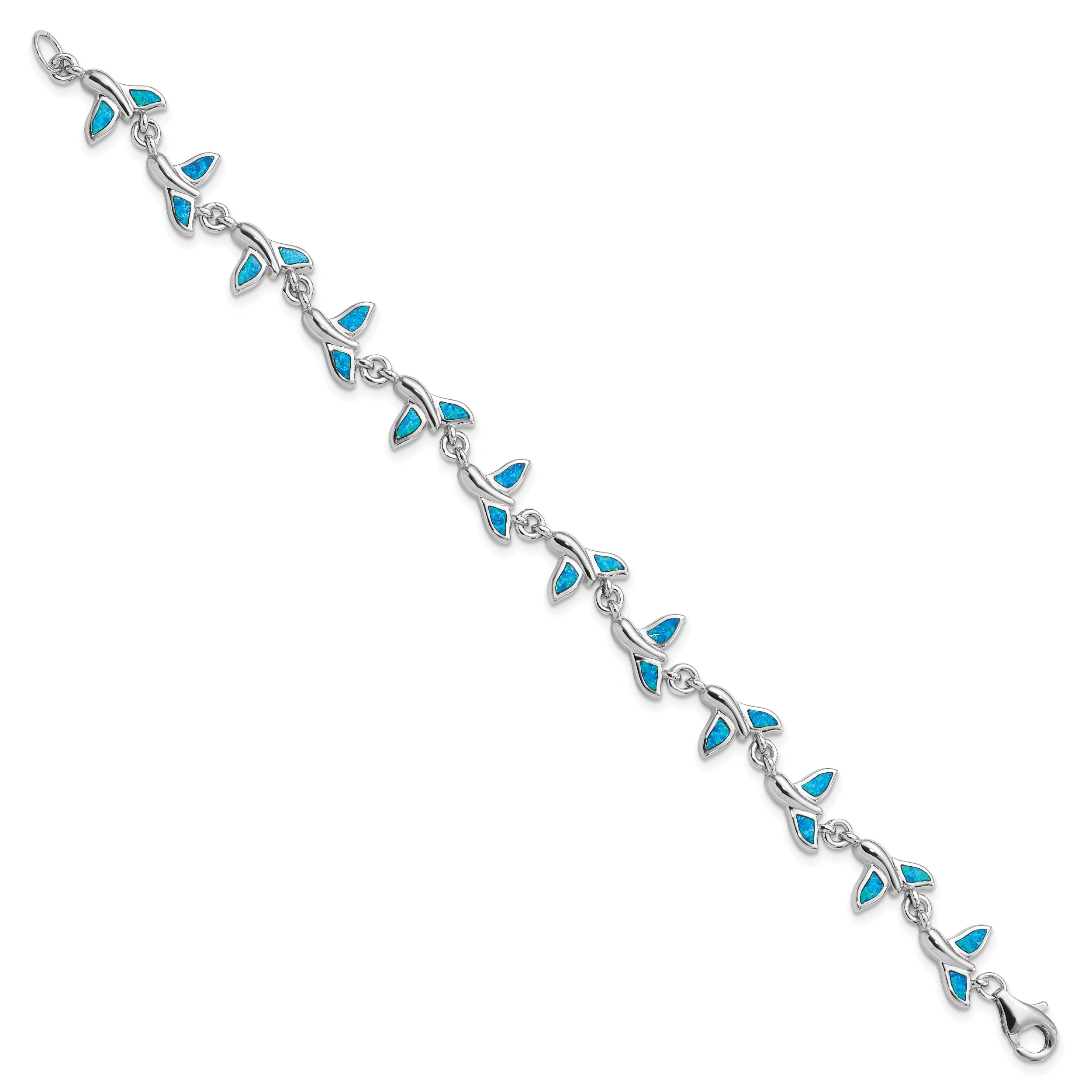 Sterling Silver Rhodium-Plated Whale Tail 7.75 inch Bracelet