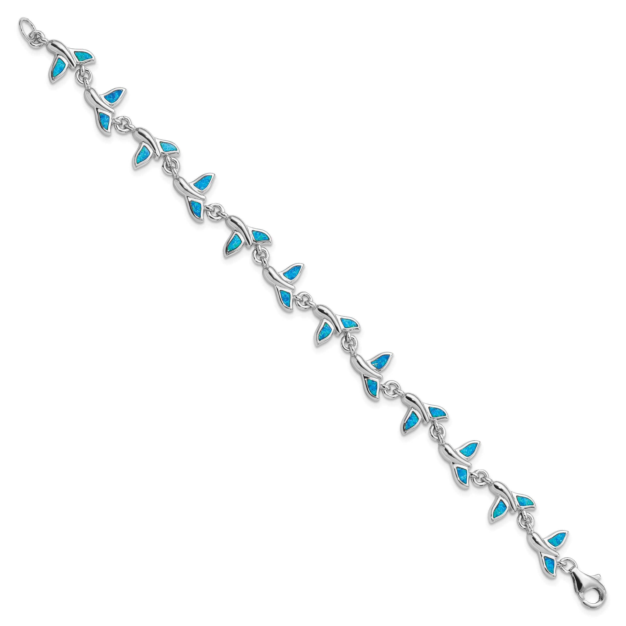Sterling Silver Rhodium-Plated Whale Tail 7.75 inch Bracelet Secondary image