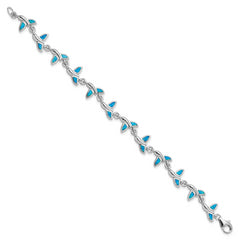 Sterling Silver Rhodium-Plated Whale Tail 7.75 inch Bracelet