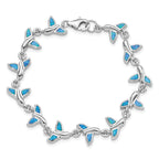 Sterling Silver Rhodium-Plated Whale Tail 7.75 inch Bracelet