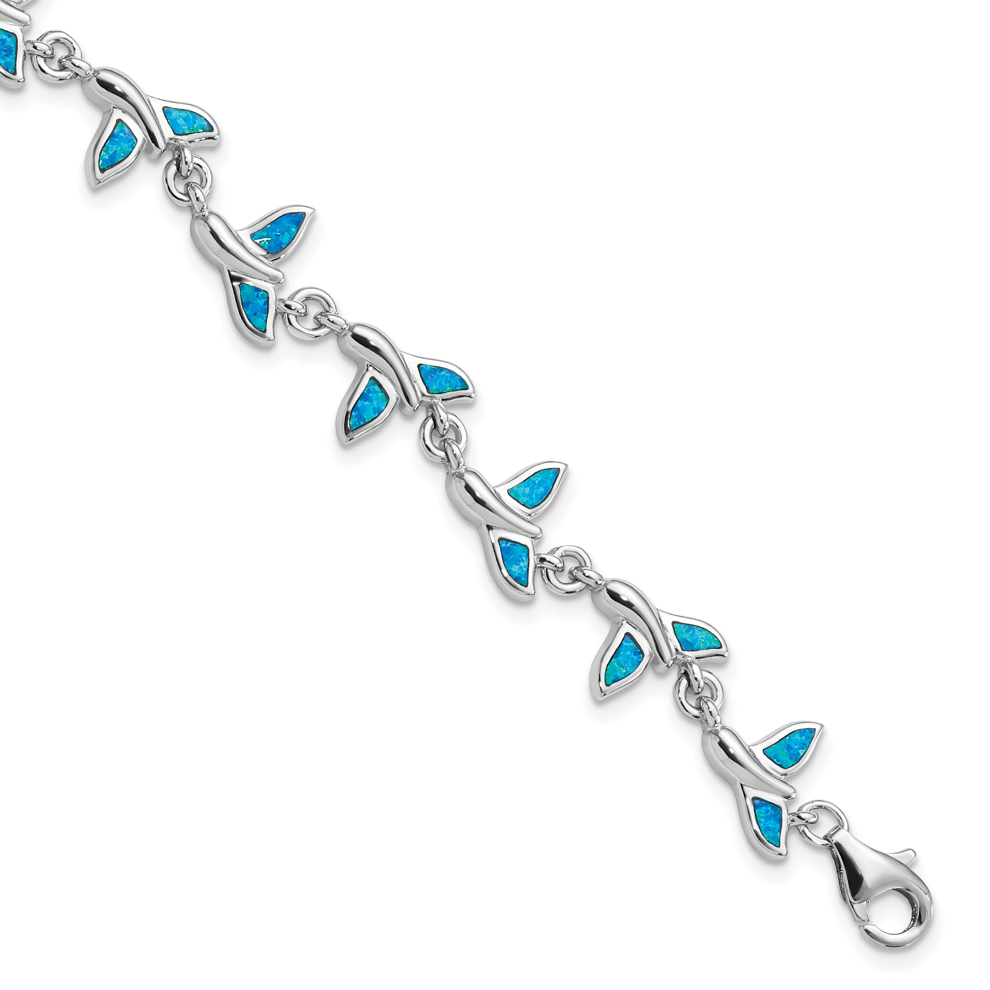 Sterling Silver Rhodium-Plated Whale Tail 7.75 inch Bracelet Main image