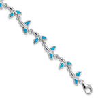 Sterling Silver Rhodium-Plated Whale Tail 7.75 inch Bracelet