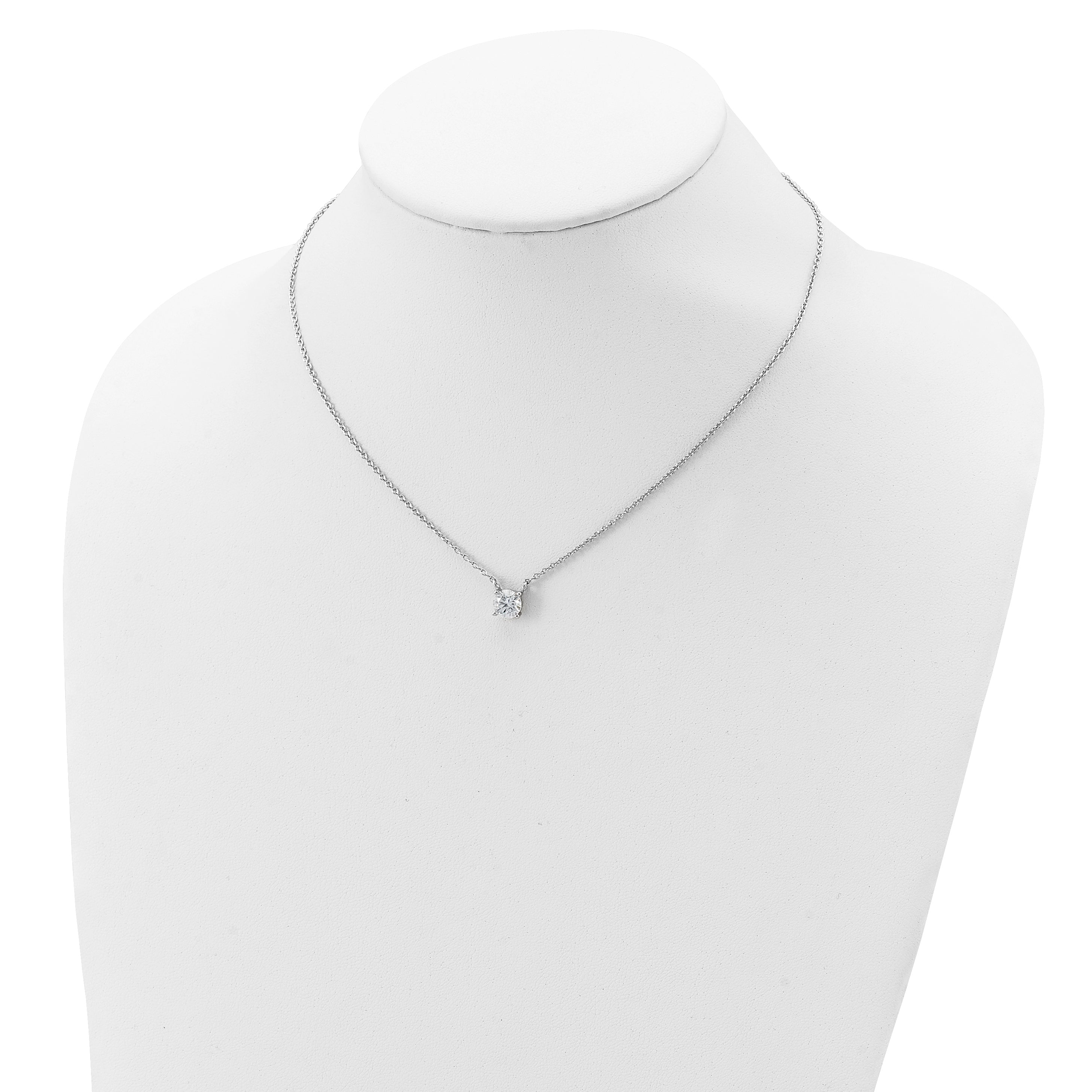 Sterling Silver Rhodium-plated CZ With 1in ext. Necklace