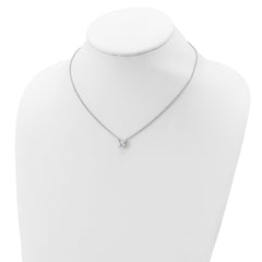 Sterling Silver Rhodium-plated CZ With 1in ext. Necklace