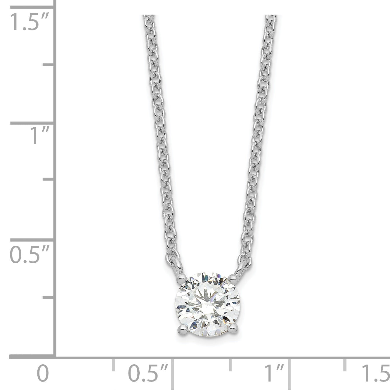 Sterling Silver Rhodium-plated CZ With 1in ext. Necklace