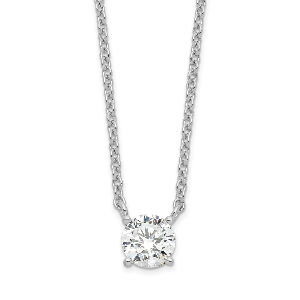 Sterling Silver Rhodium-plated CZ With 1in ext. Necklace